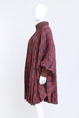 Vintage Missoni Pleated Plaid Wool Cape side on mannequin @recess la