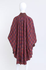 Vintage Missoni Pleated Plaid Wool Cape back on mannequin @recess la