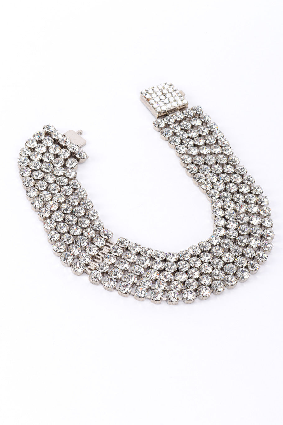 Crystal collar necklace by Miu Miu on white background @recessla