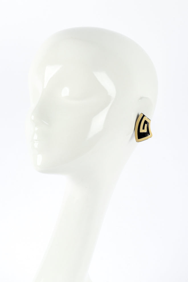 Monet Greek Key Collar Necklace & Earrings Set earrings on mannequin @RECESS LA