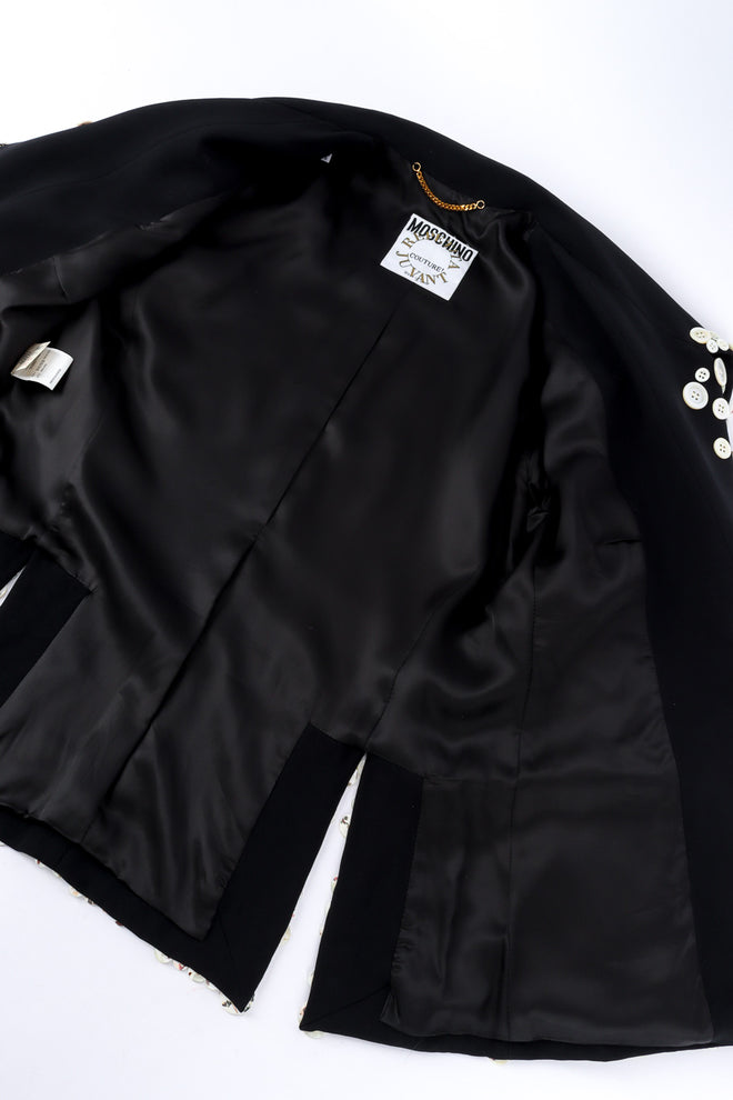 Vintage Moschino Mother of Pearl Button Blazer view of inner lining @Recessla