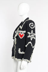 Vintage Moschino Mother of Pearl Button Blazer left side view on mannequin @Recessla