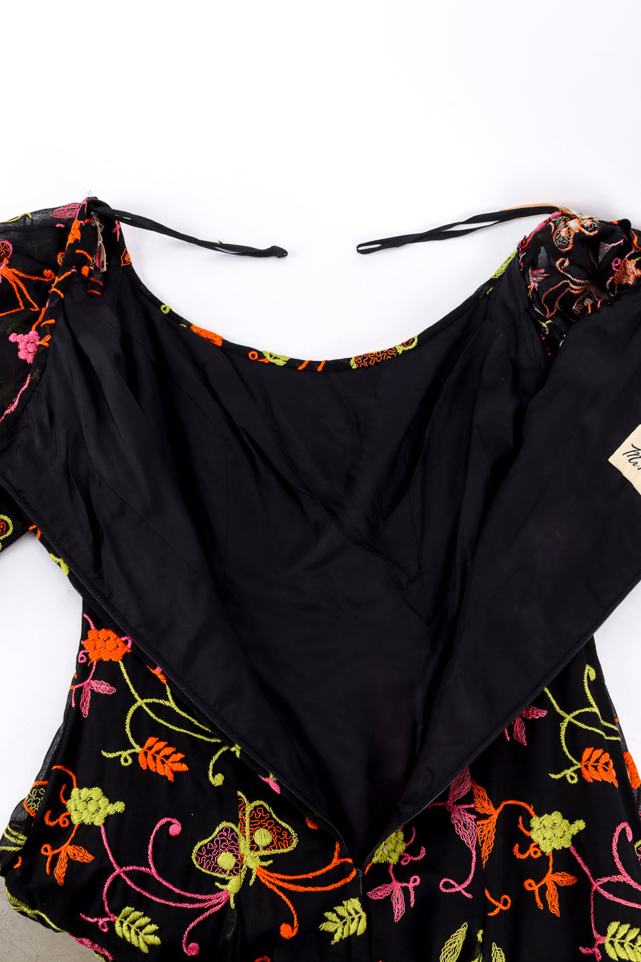 Vintage Mr. Blackwell Embroidered Butterfly Peasant Dress back unzipped @recess la