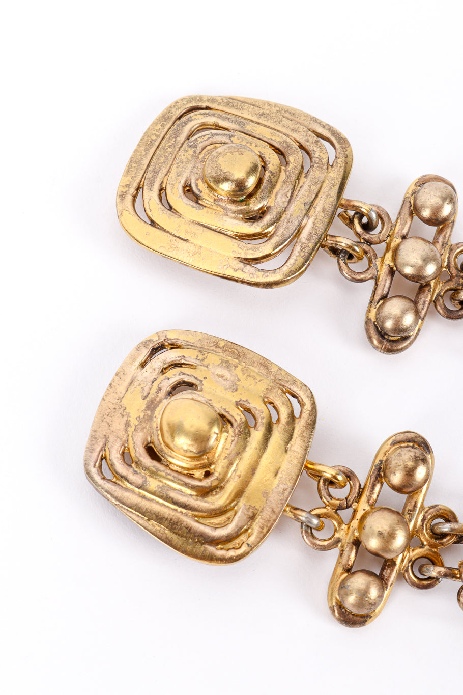 Vintage Moulage Modele Modernist Sterling Wire Earrings front closeup @recessla