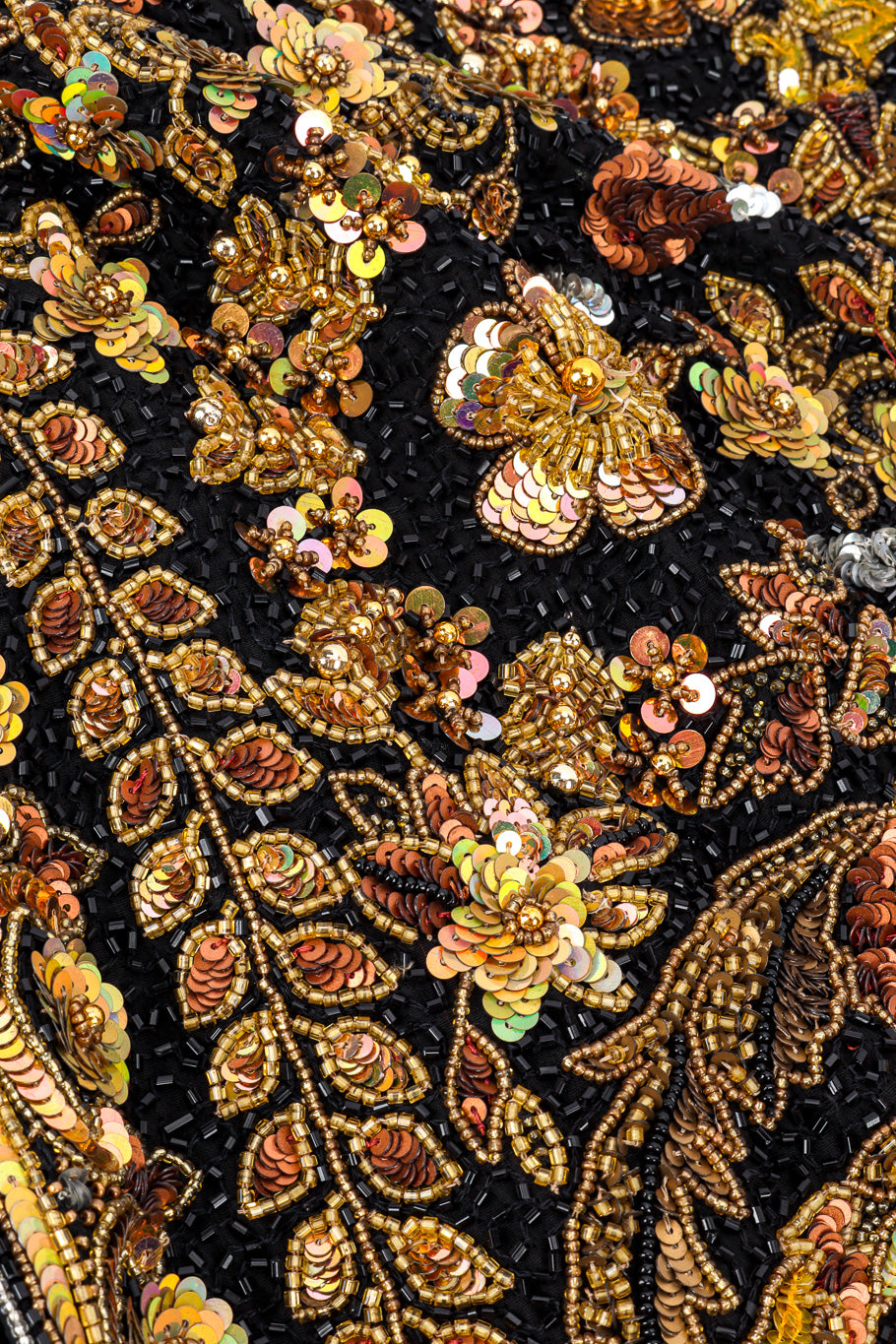 Vintage Naeem Khan Beaded Floral Brocade Gown beadwork closeup @recessla