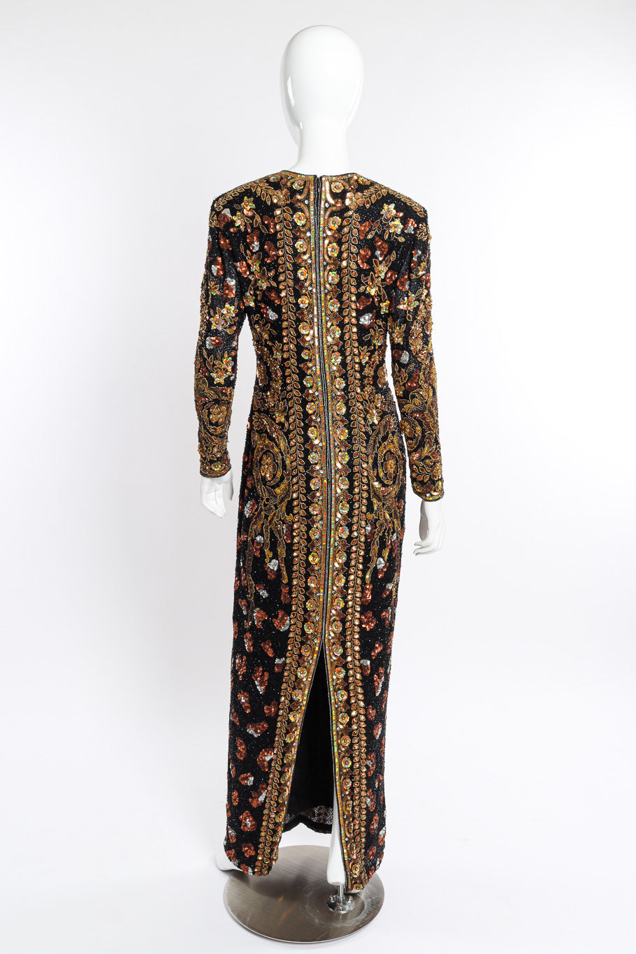 Vintage Naeem Khan Beaded Floral Brocade Gown back on mannequin @recessla
