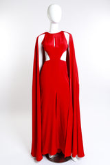 Keyhole Cut Caped Gown Naeem Khan front on mannequin @RECESS LA