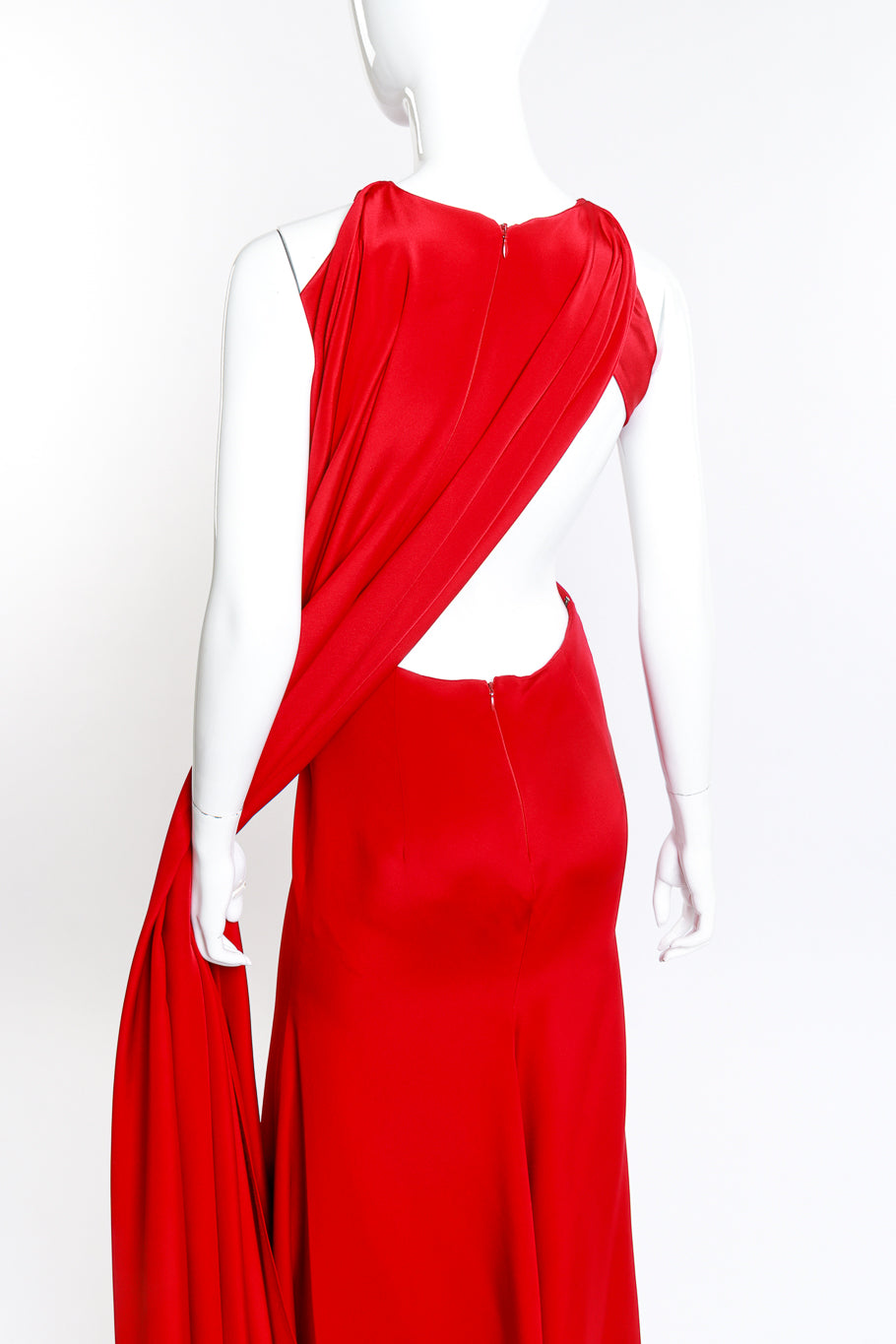 Keyhole Cut Caped Gown Naeem Khan open back detail on mannequin @RECESS LA