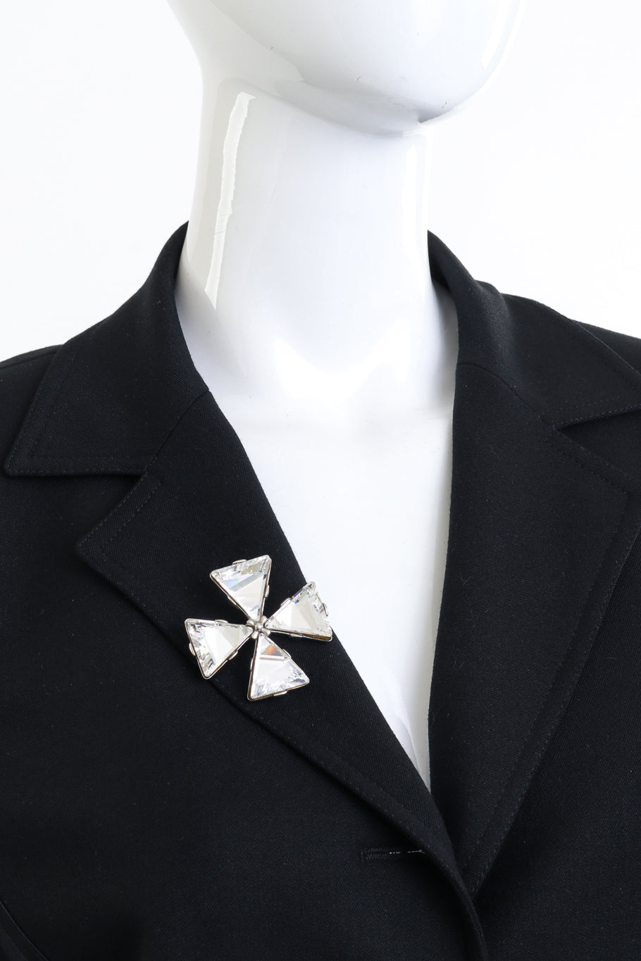 Vintage Oscar de la Renta Maltese Crystal Cross Brooch on mannequin @recess la