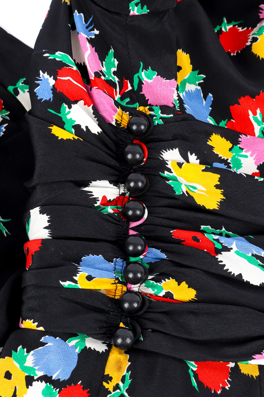 Nina Ricci silk floral print dress ball buttons at waist @recessla
