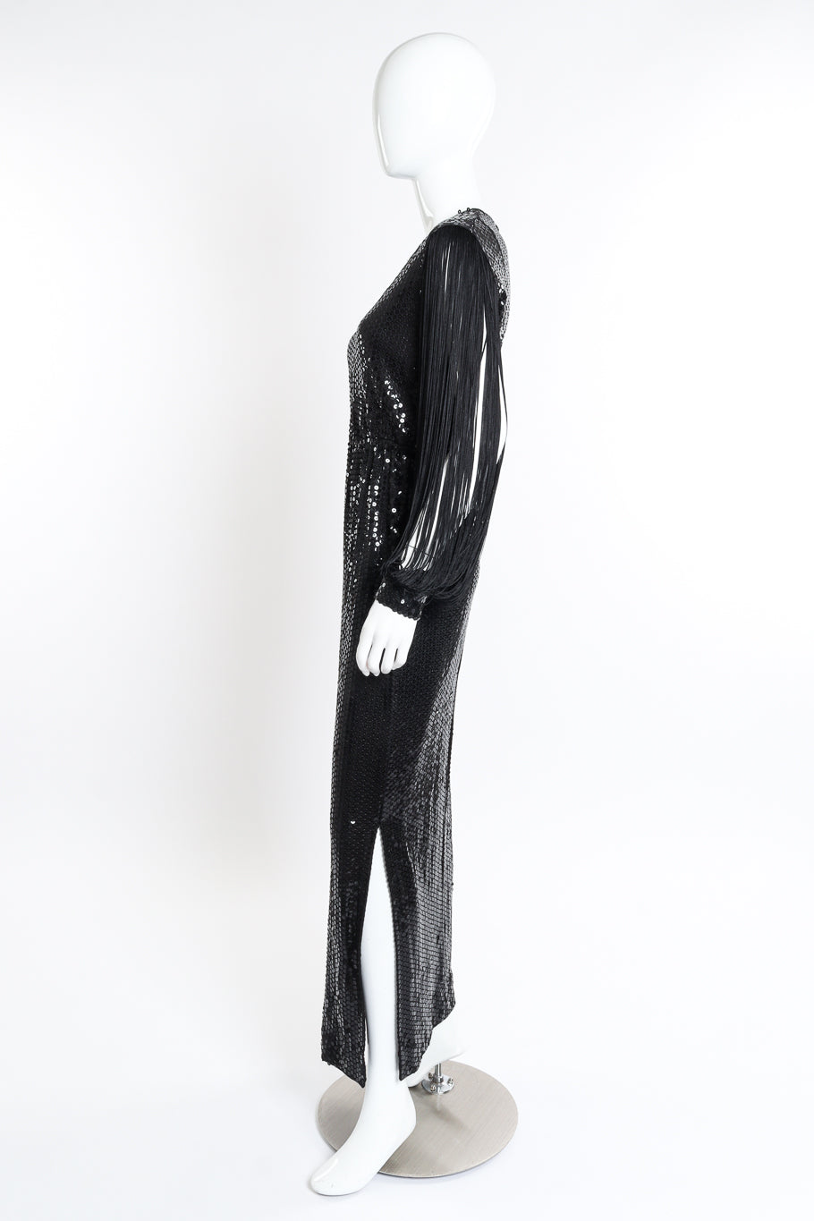 Vintage Fringe Sleeve Sequin Dress side on mannequin @recessla