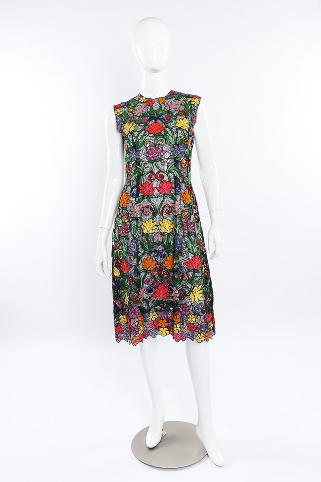 Vintage Crochet Lace Beaded Floral Dress on mannequin @recessla