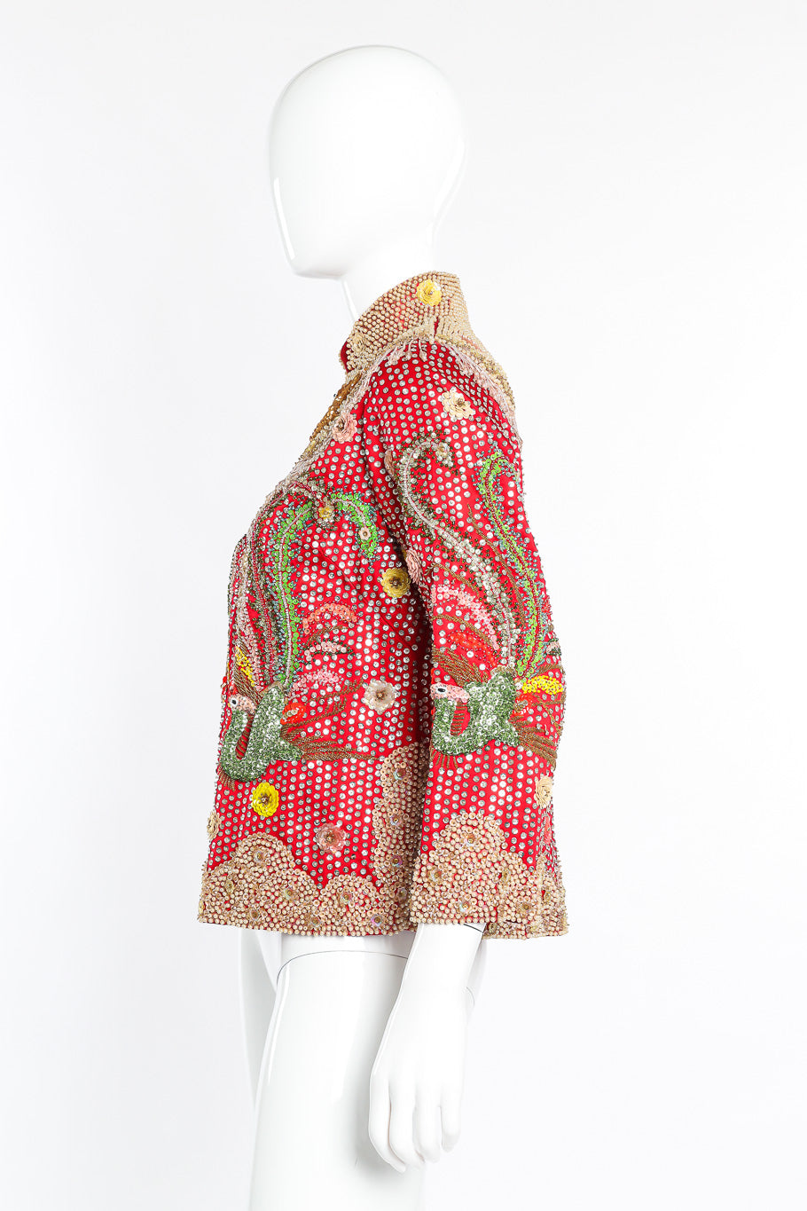 Vintage Dynasty Sequin Dragon Silk Jacket side view on mannequin @Recessla
