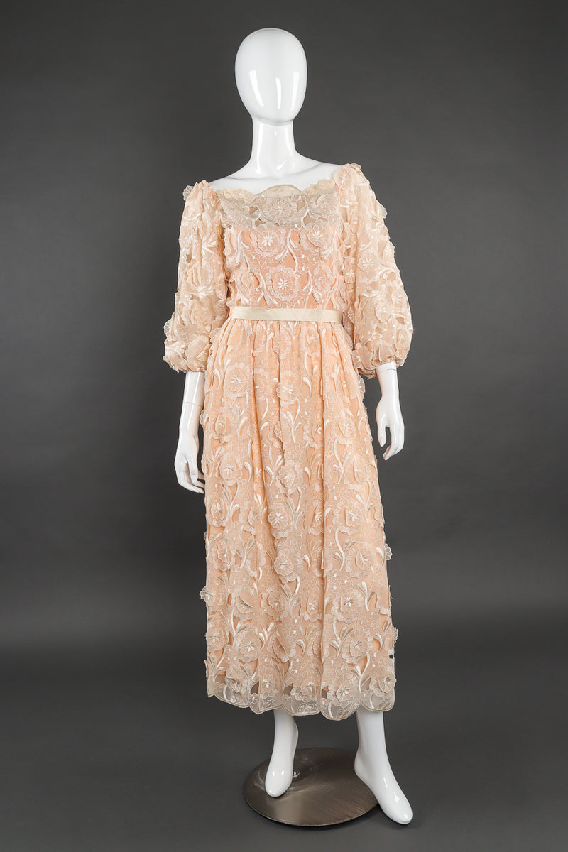 Embroidered Lace Balloon Sleeve Dress Embroidered Lace Balloon Sleeve Dress