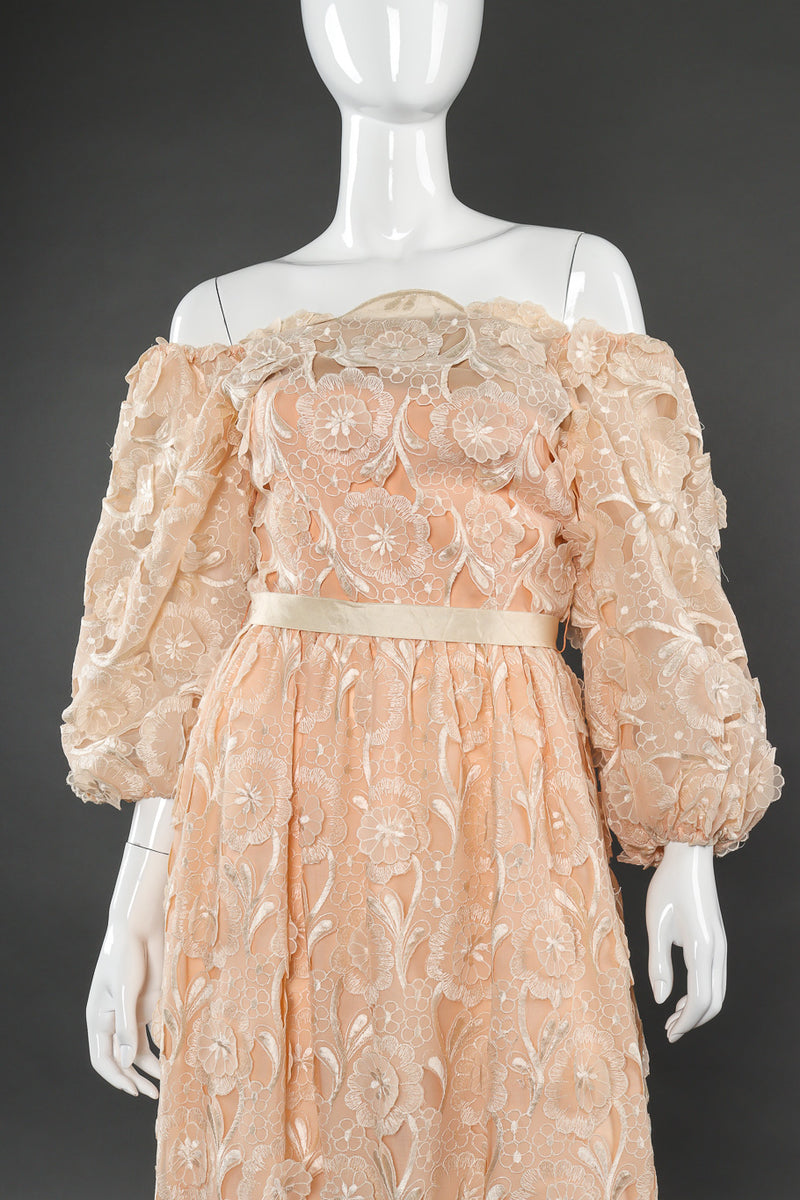 Vintage embroidered lace dress by Richilene on mannequin front @recessla