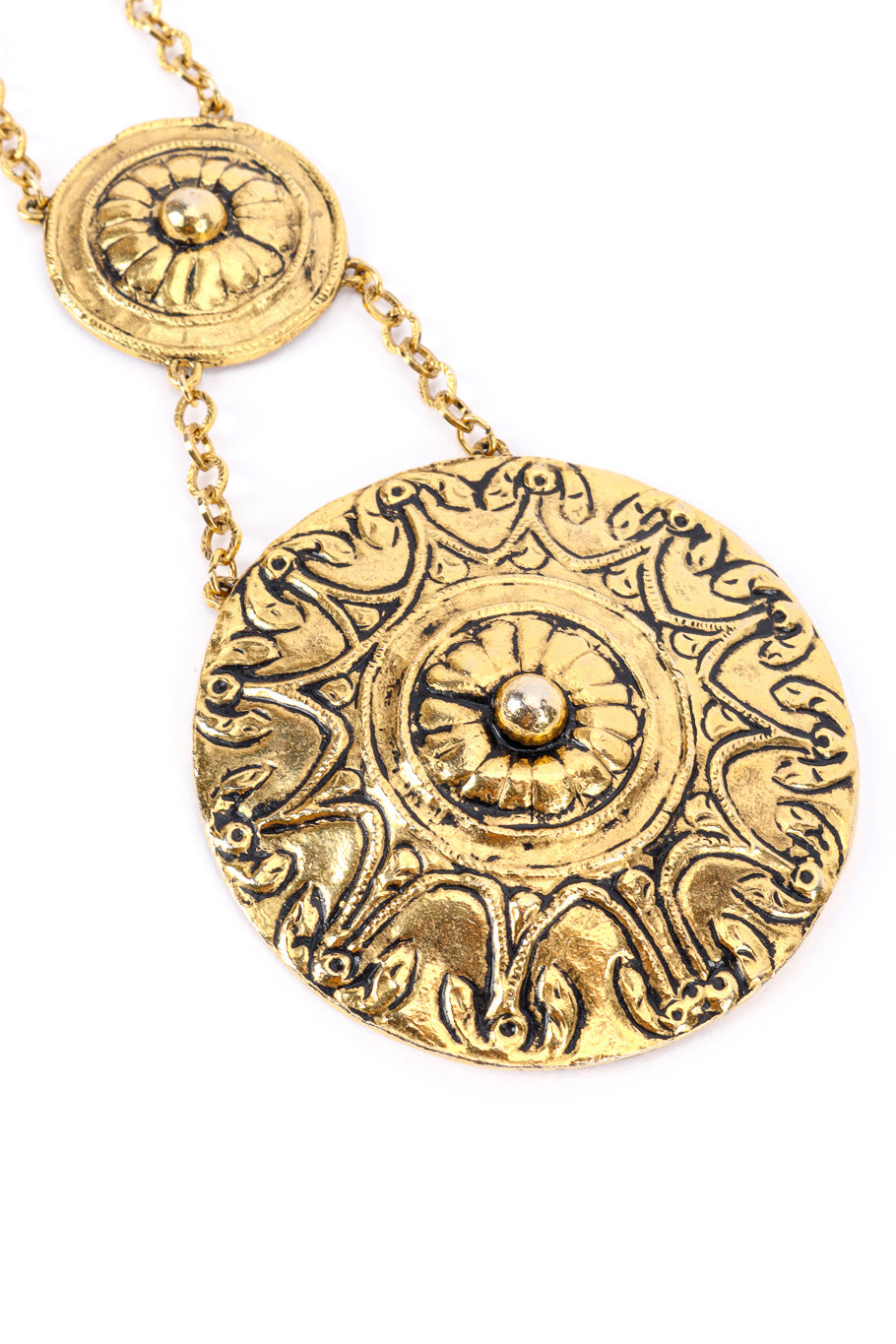 Vintage Accessocraft Double Medallion Necklace medallion closeup @recessla