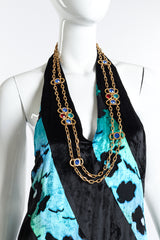 Vintage Monet Crystal Loop Pendant Necklace on mannequin @recess la