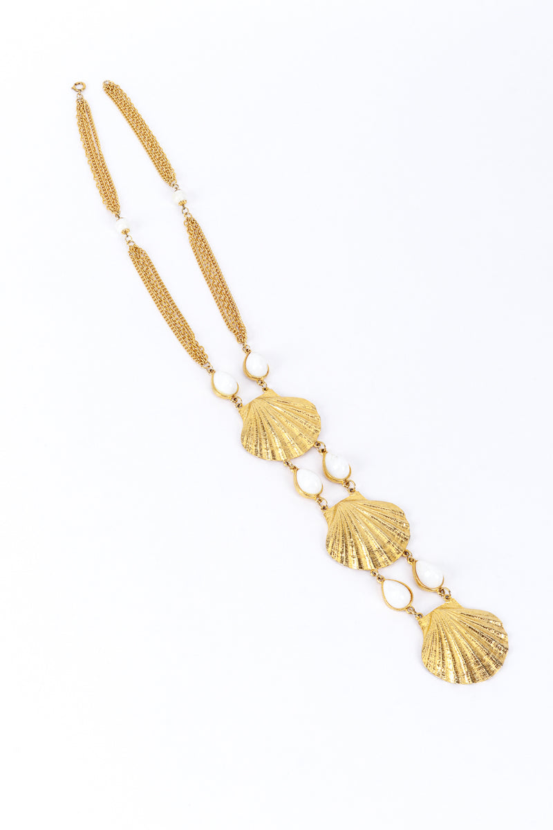 Goldette Seashell & Pearl Ladder Necklace flat lay @RECESS LA