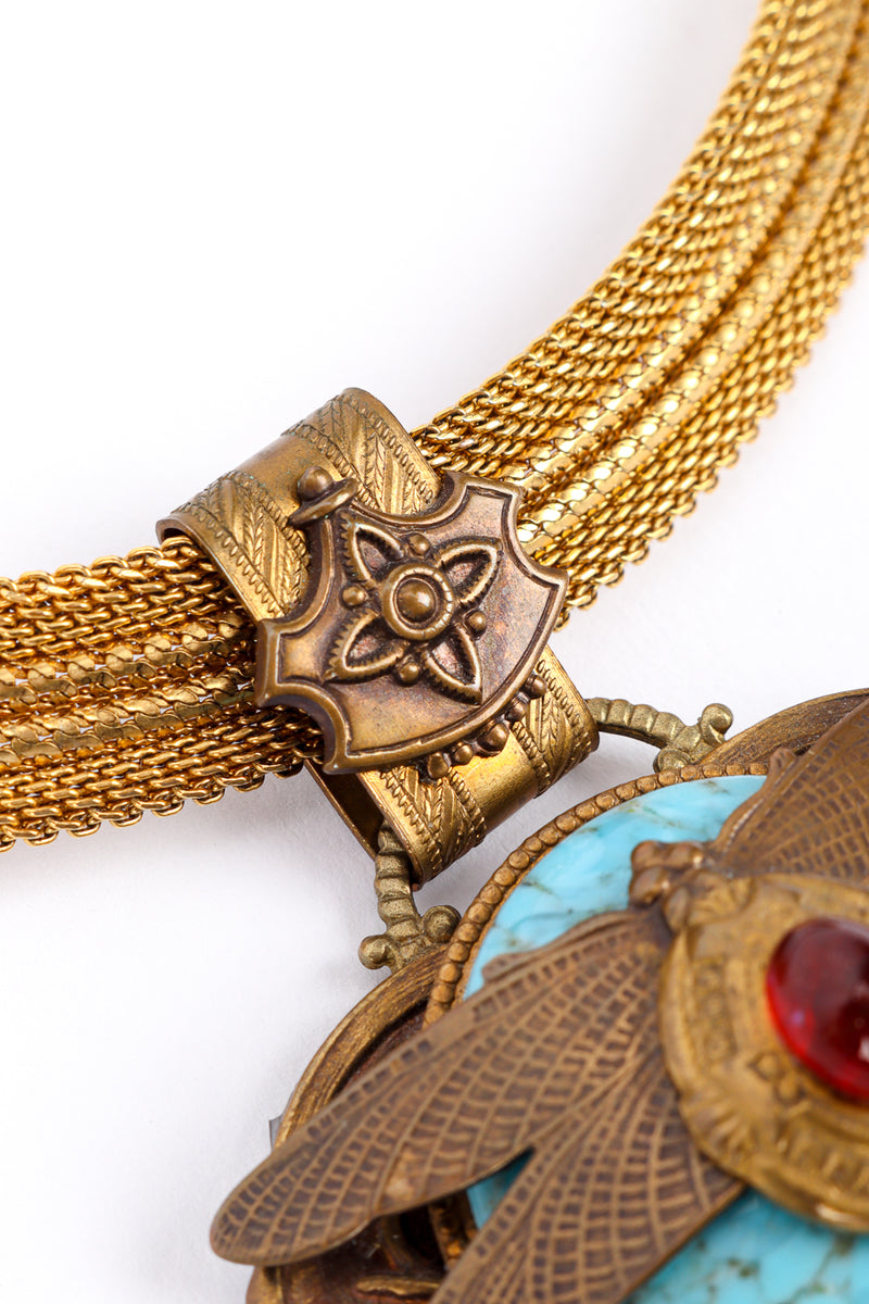 Vintage Patrice Dragonfly Stone Pendant Necklace pendant connector closeup @recess la