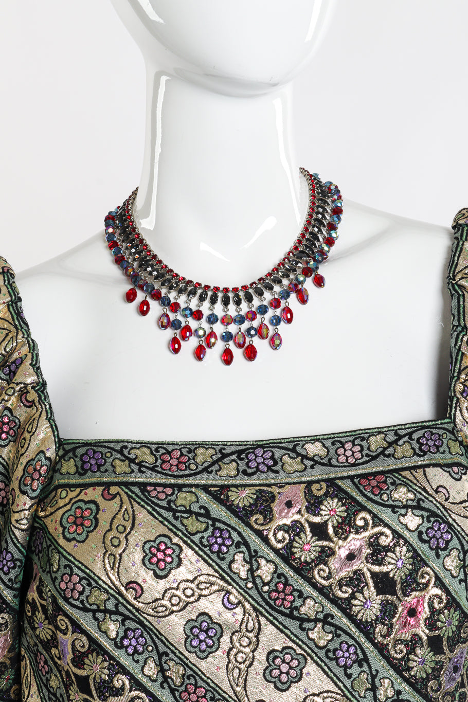 Vintage Beaded Dangle Crystal Collar Necklace on mannequin @recess la