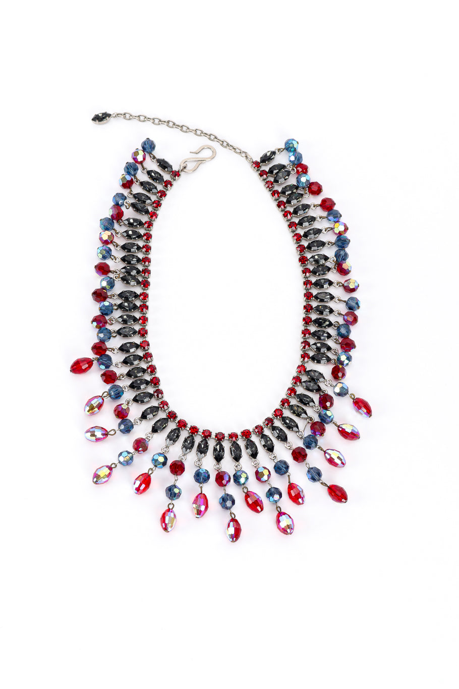Vintage Beaded Dangle Crystal Collar Necklace front @recess la