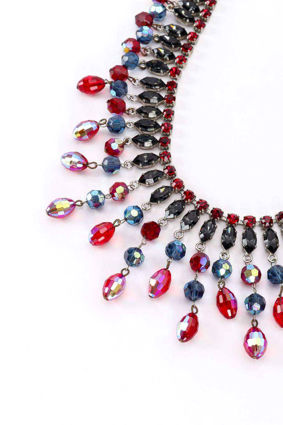 Vintage Beaded Dangle Crystal Collar Necklace crystal and bead closeup @recess la