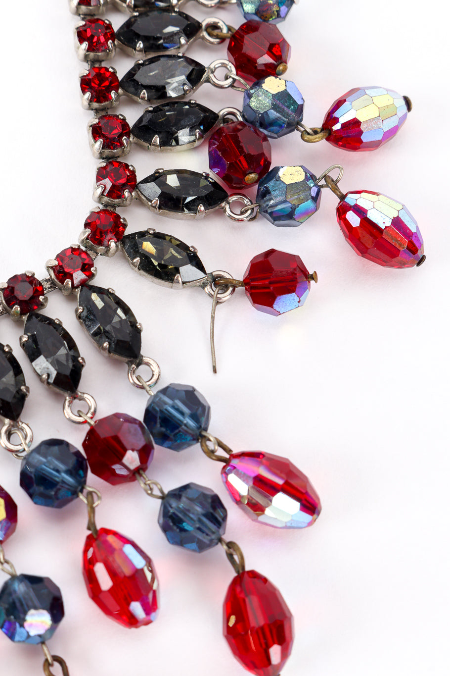 Vintage Beaded Dangle Crystal Collar Necklace closeup @recess la