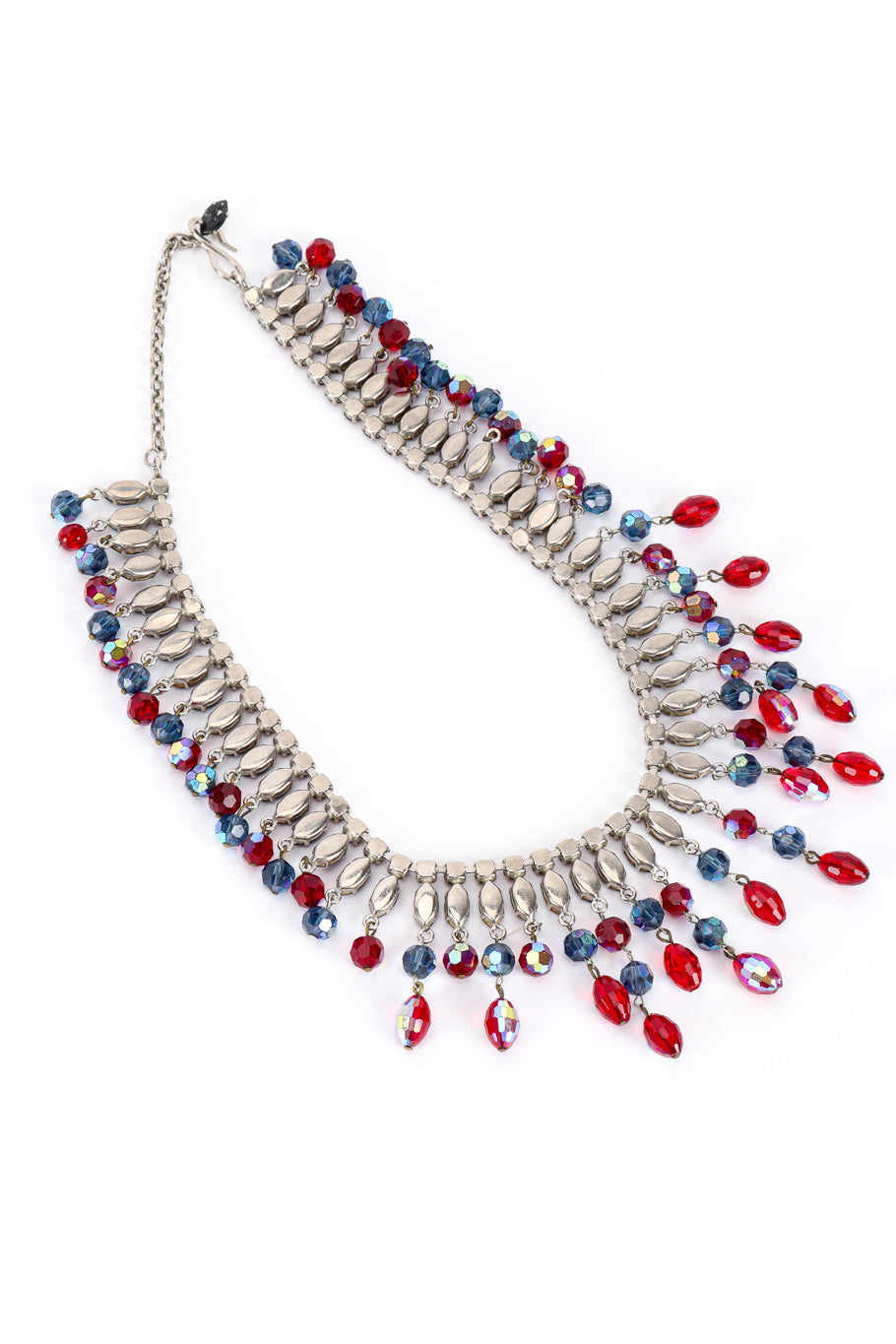 Vintage Beaded Dangle Crystal Collar Necklace back @recess la