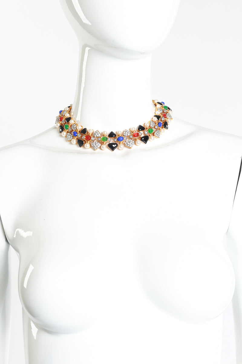 Vintage Craft Multistone Collar Necklace & Earring Set necklace on mannequin @recess la