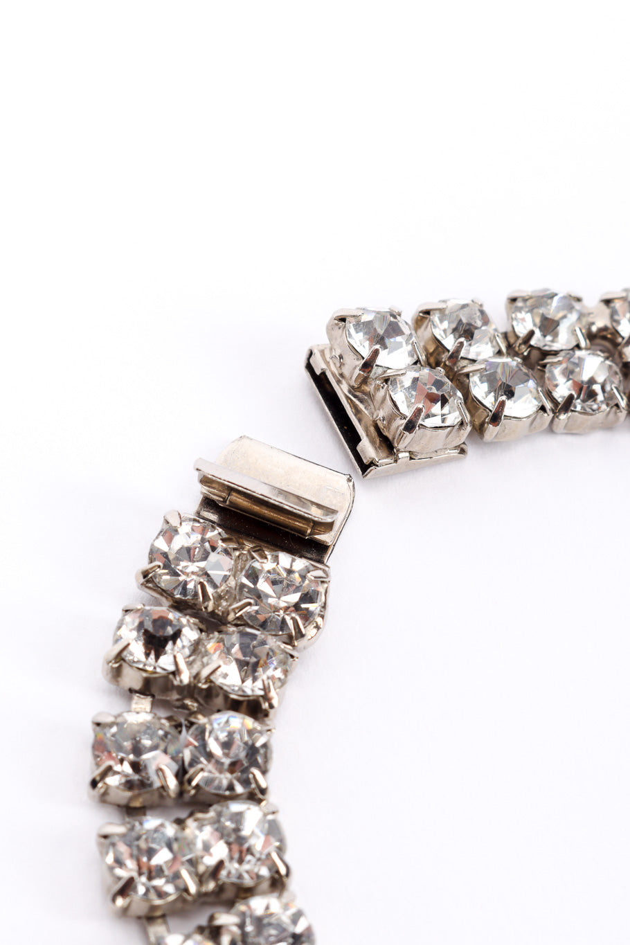 Vintage Crystal Cluster Drop Necklace tab closure closeup @recessla