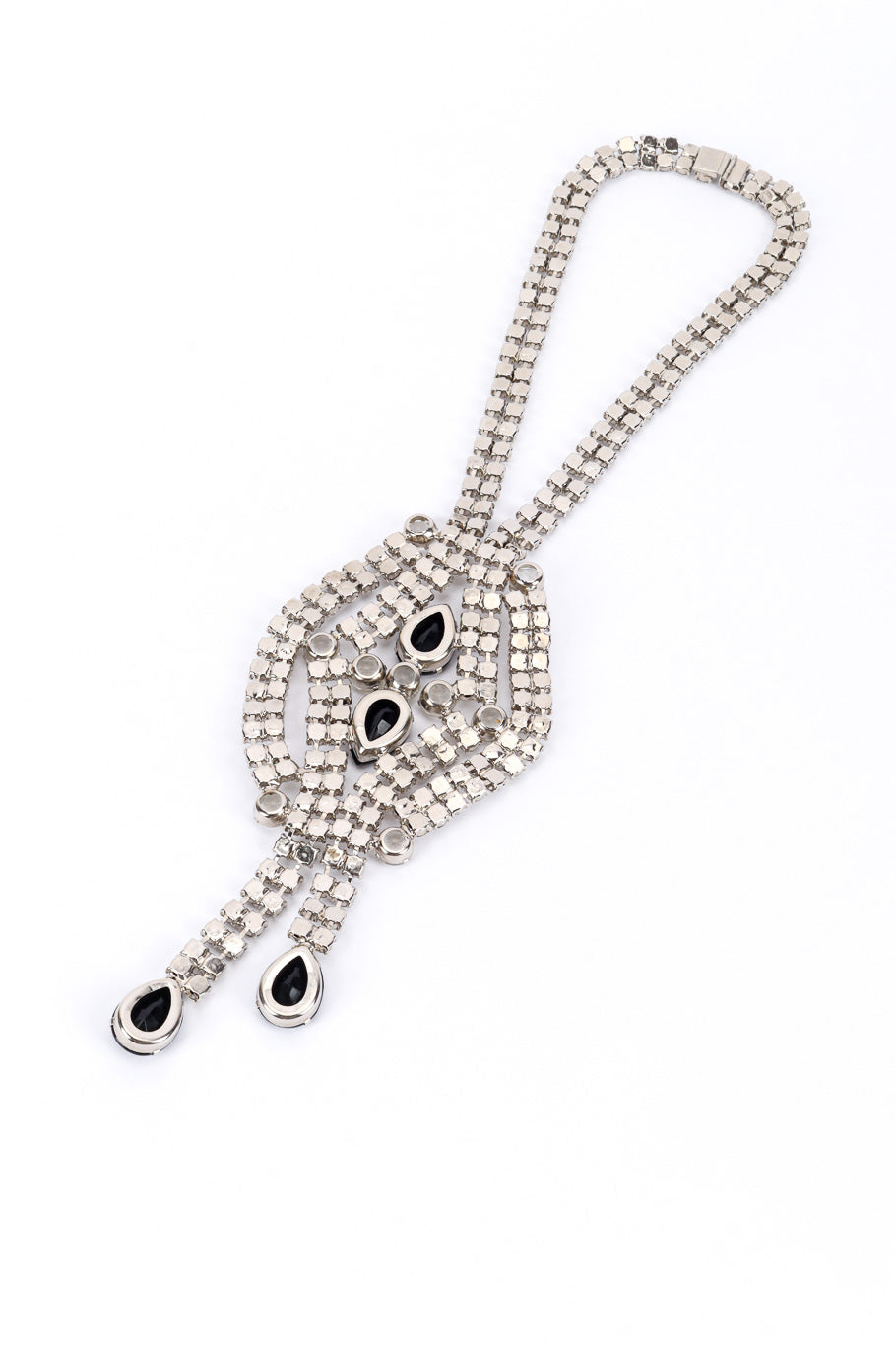 Vintage Crystal Cluster Drop Necklace back view @recessla