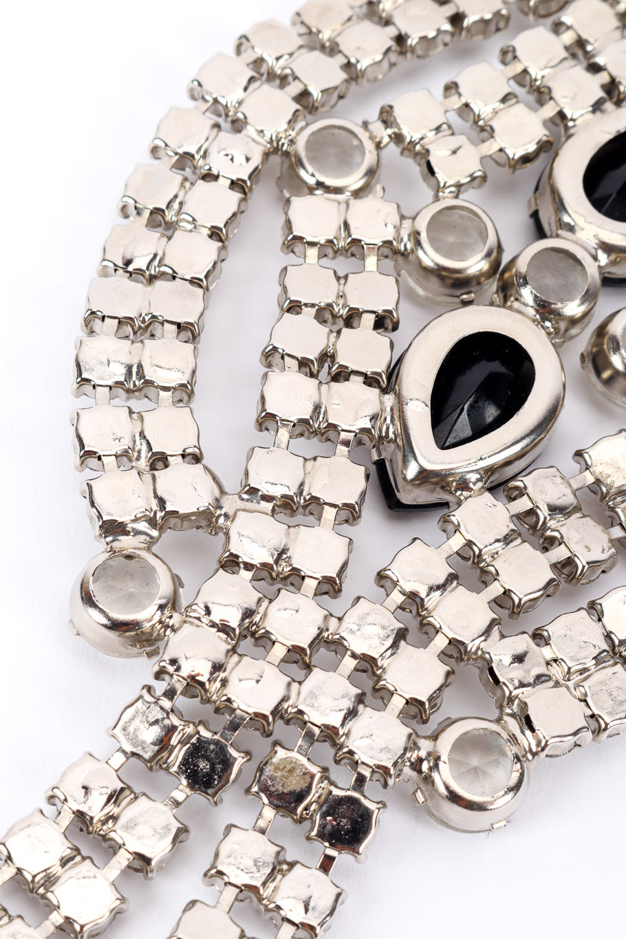 Vintage Crystal Cluster Drop Necklace back view with light wear closeup @recessla