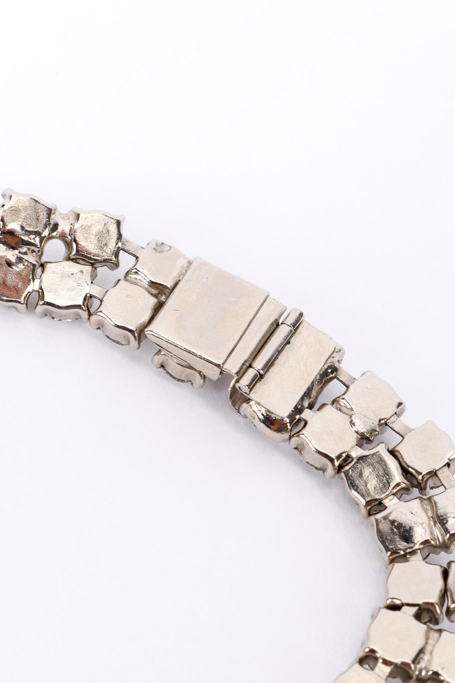 Vintage Crystal Cluster Drop Necklace top view of tab closure @recessla
