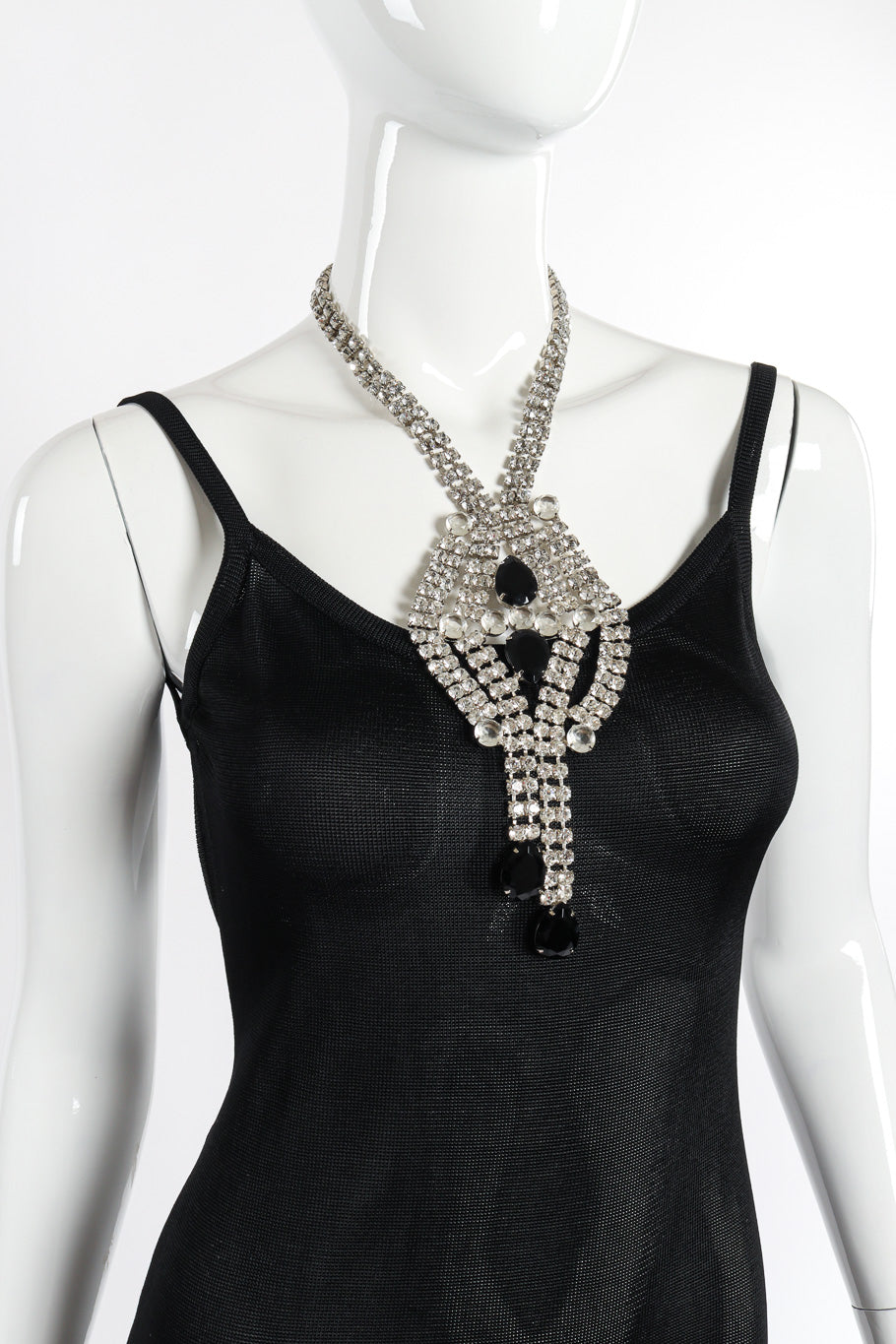 Vintage Crystal Cluster Drop Necklace on mannequin @recessla