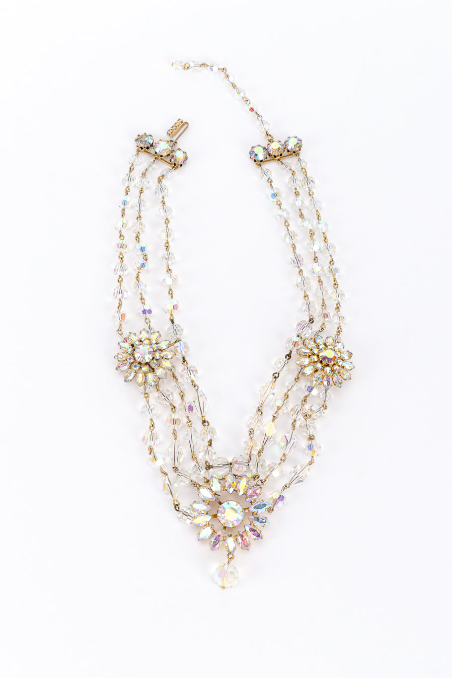 Vintage Aurora Crystal Festoon Necklace front @recess la