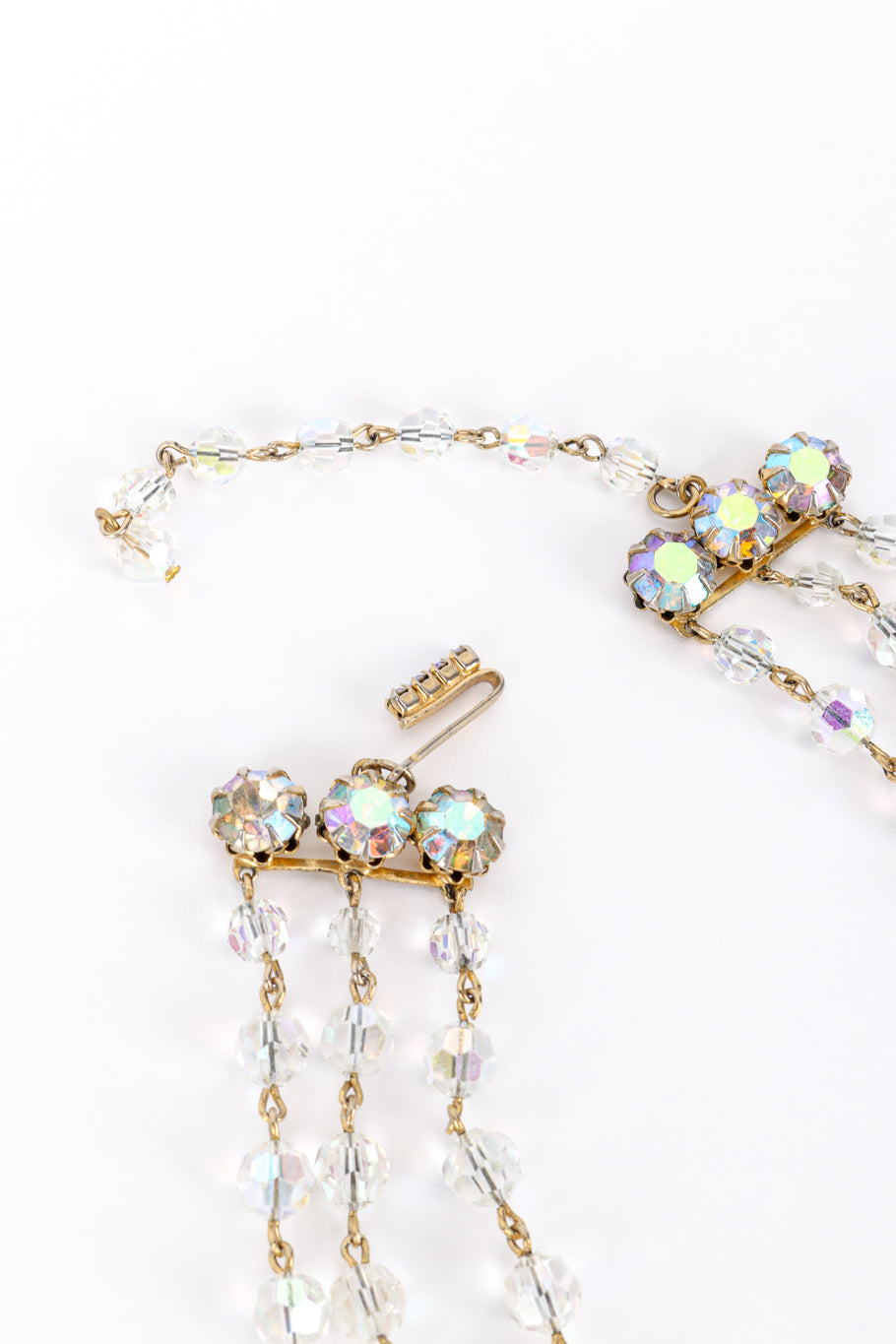 Vintage Aurora Crystal Festoon Necklace hook unclasped @recess la