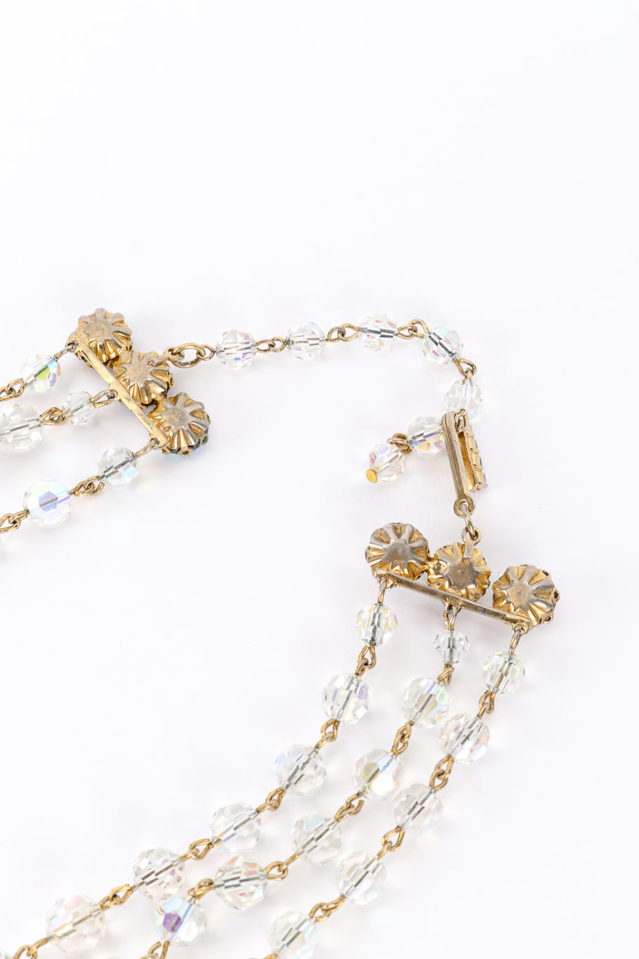 Vintage Aurora Crystal Festoon Necklace clasp back @recess la