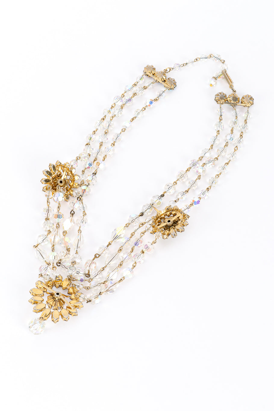 Vintage Aurora Crystal Festoon Necklace back @recess la