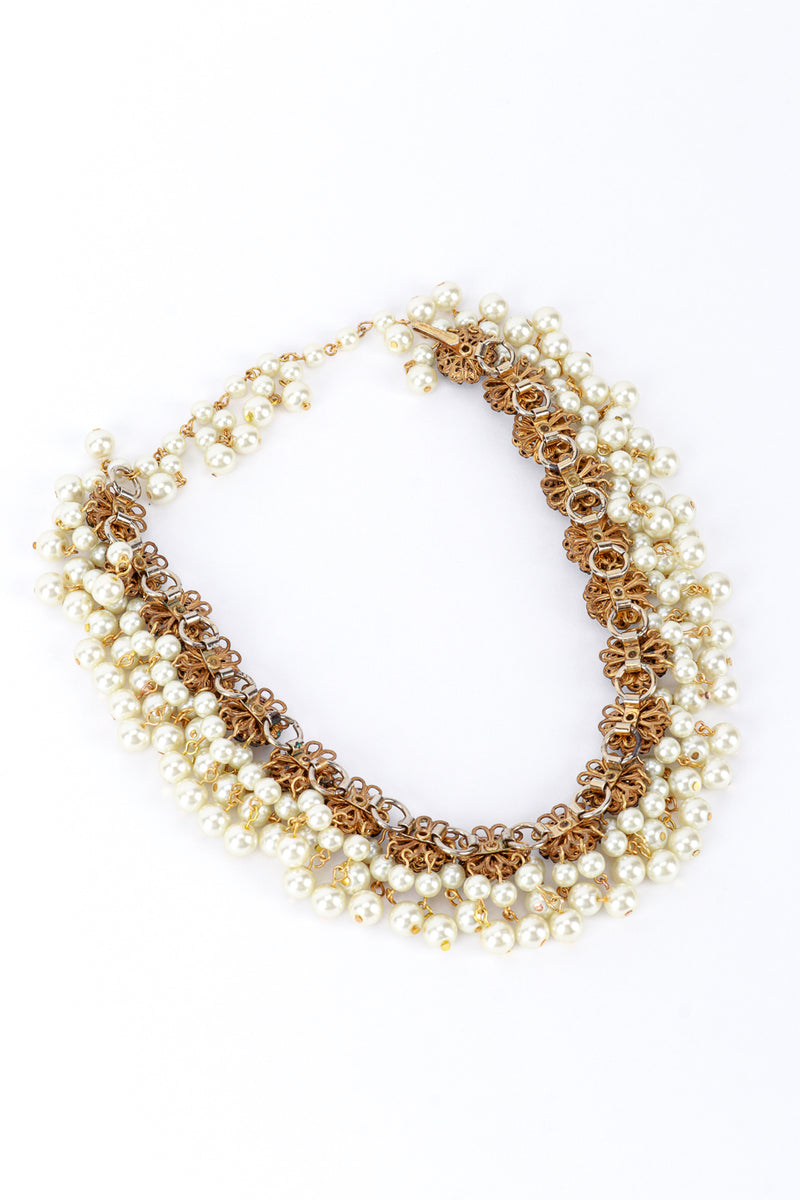 Vintage Rhinestone & Pearl Cluster Choker Necklace reverse @RECESS LA