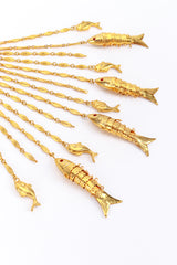 Vintage Fish Pendant & Charms Waterfall Necklace detail @RECESS LA