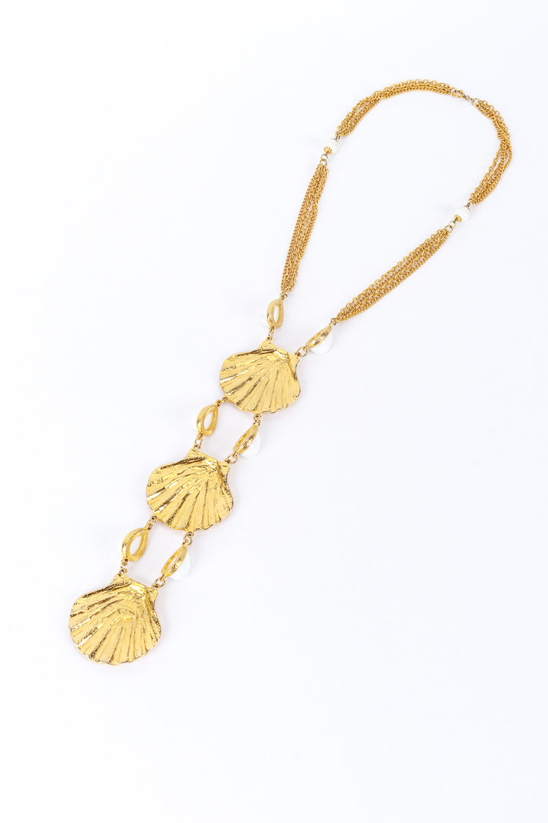 Goldette Seashell & Pearl Ladder Necklace flat lay @RECESS LA