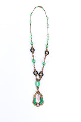 Vintage Czech Glass Beaded Filigree Necklace front @recess la