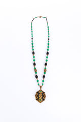 Vintage Czech Glass Beaded Pendant Necklace front @recess la