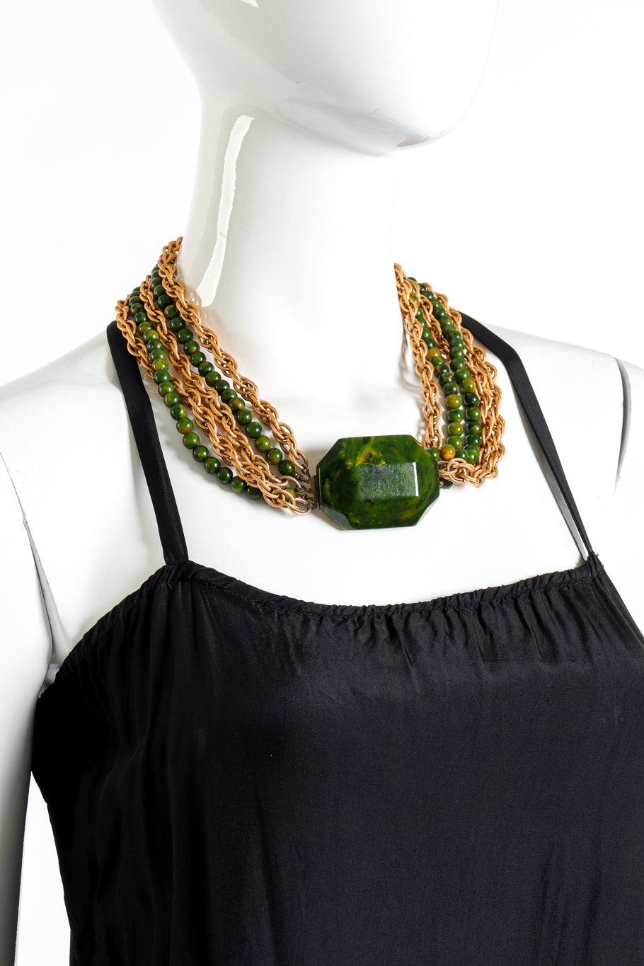 Vintage Bakelite Beaded Chain Necklace on mannequin @recessla