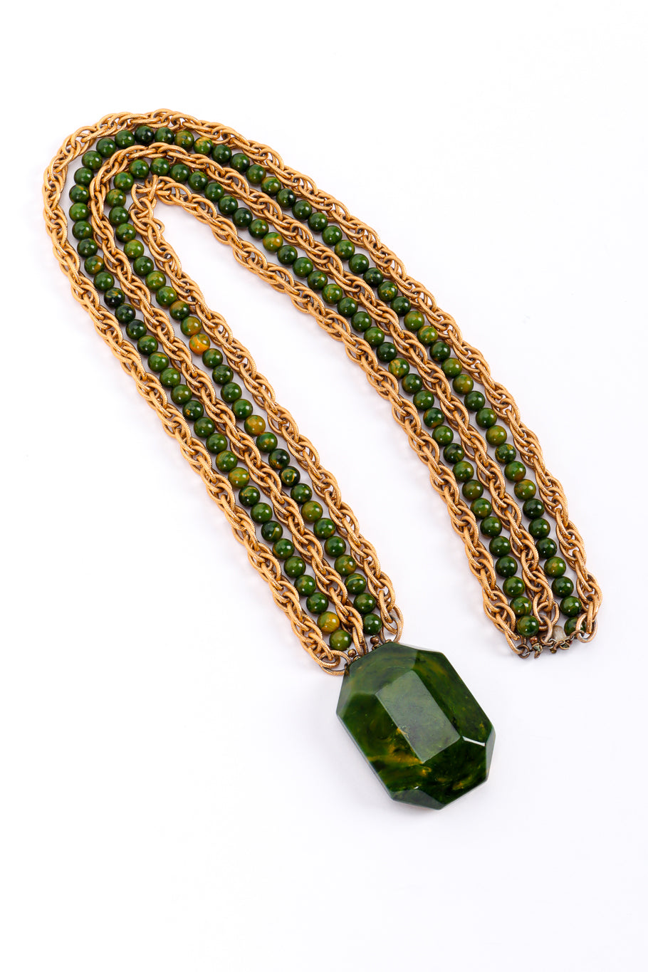 Vintage Bakelite Beaded Chain Necklace front unclasped @recessla