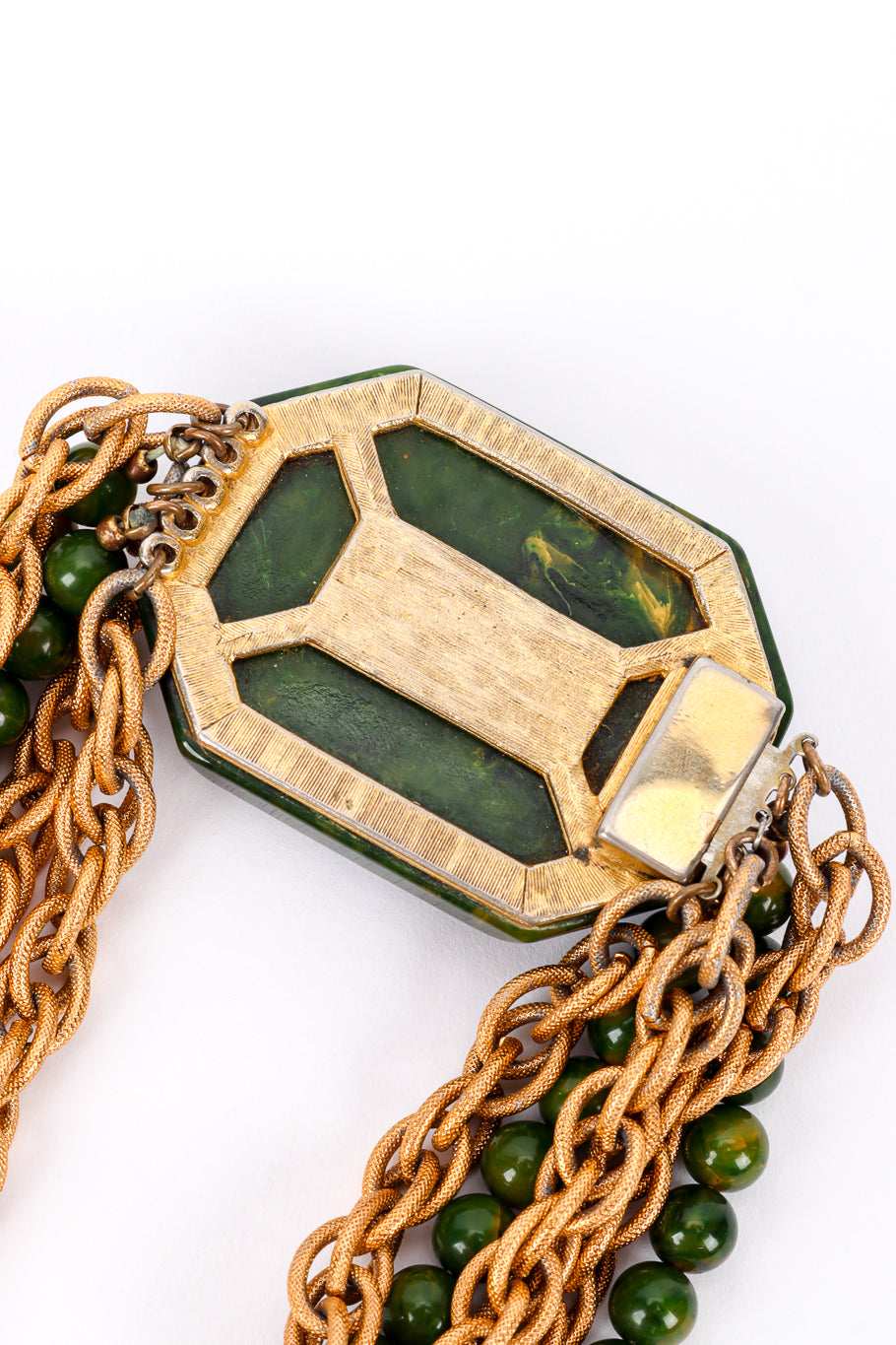Vintage Bakelite Beaded Chain Necklace stone back closeup @recessla