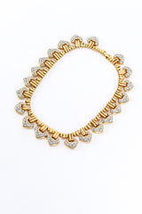 Vintage Les Bernard VO Rhinestone Heart Collar Necklace front @recess la