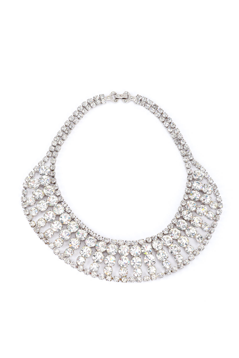 Vintage Rhinestone Bib Collar Necklace front @recess la