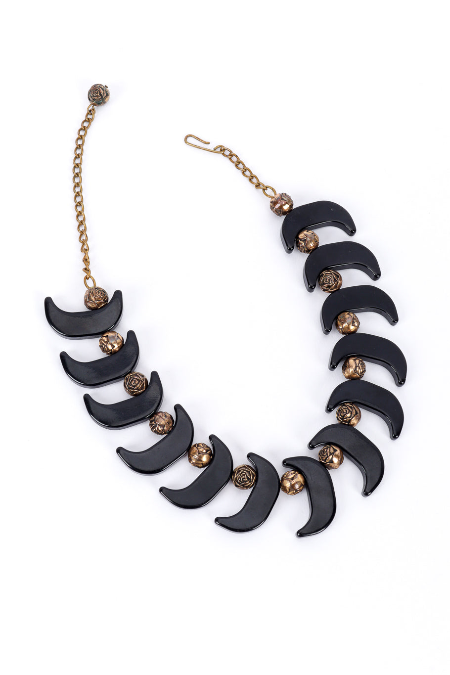 Vintage Crescent Bead Collar Necklace front unclasped @recessla