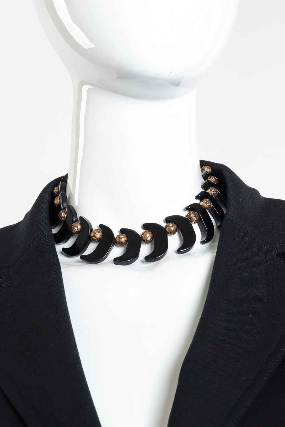 Vintage Crescent Bead Collar Necklace on mannequin @recessla
